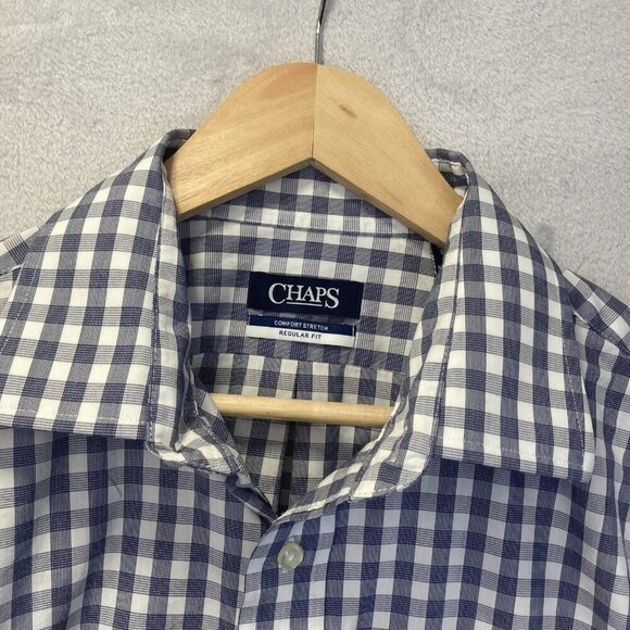 Lot of 2 Chaps Button Up Shirt Mens Large Long Sleeve Easy Care Stretch Plaid - Picture 5 of 16